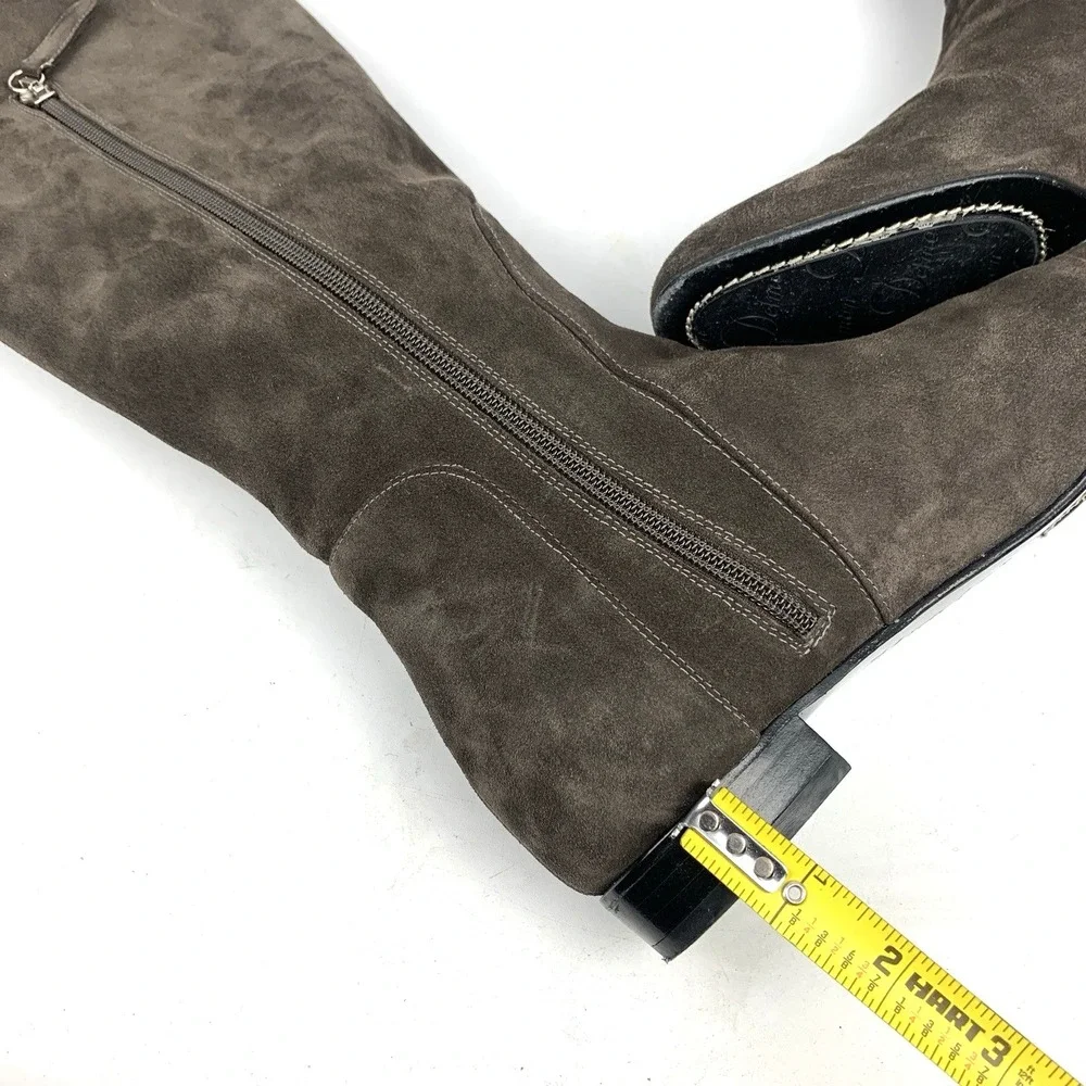 Delman Knee high Tall Riding Women's Boots Brwon Suede Made in ITALY - Size 7.5